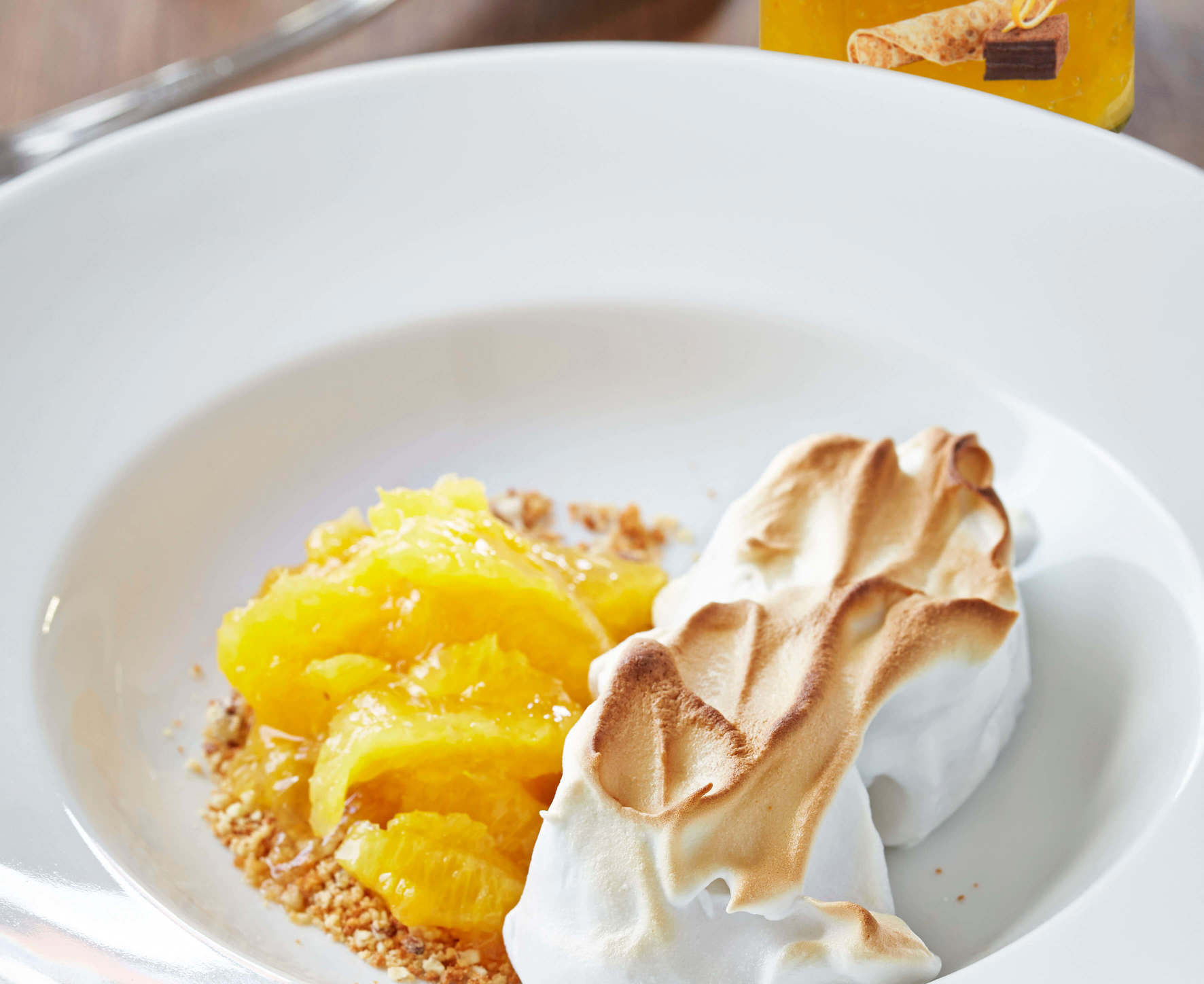 Orange Fruit Salad with Meringue and Orange Confit